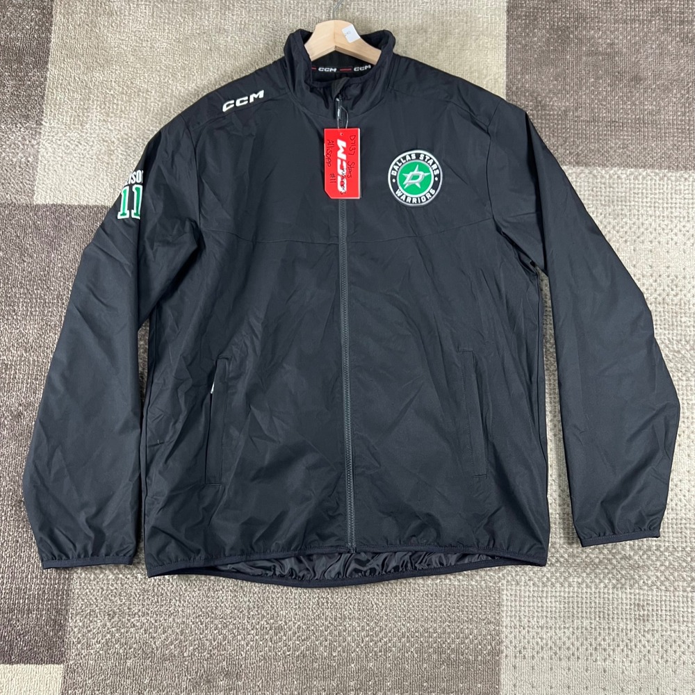 NWT CCM Dallas Stars Warriors Hockey Jacket Mens L Black Full Zip‎ Tactical Cool